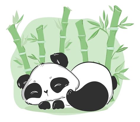 Premium Vector | Cute panda and bamboo illustration. cartoon character.