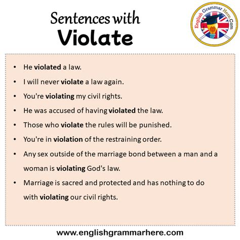 Sentences with Violate, Violate in a Sentence in English, Sentences For Violate - English ...