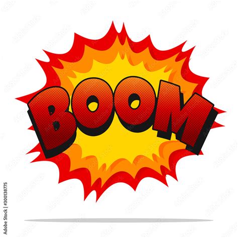 Comic Boom. Vector cartoon sound effect Noisy boom Isolated on white ...