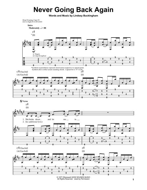 Never Going Back Again by Fleetwood Mac - Guitar Tab Play-Along ...