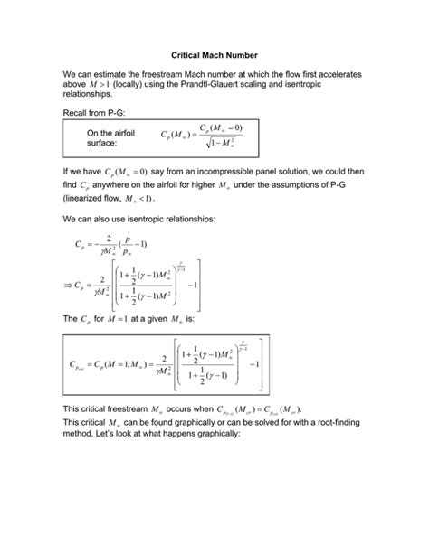 Critical Mach Number >