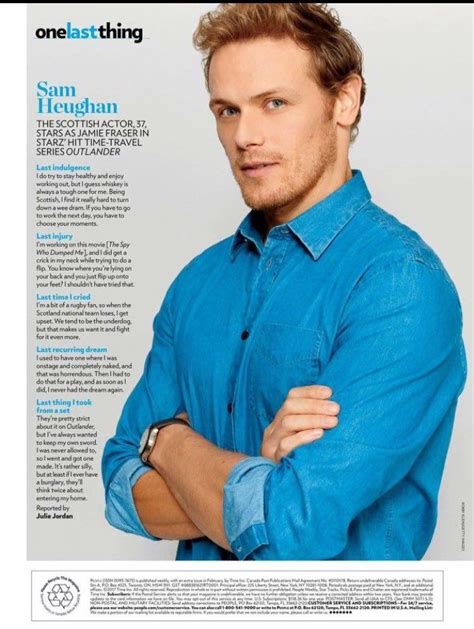 Sam Heughan graces the back page of People Magazine this week, with a nice photo and a brief ...