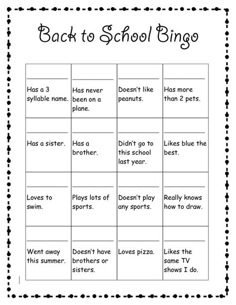 Back to school bingo | School worksheets, First day of school activities, School activities