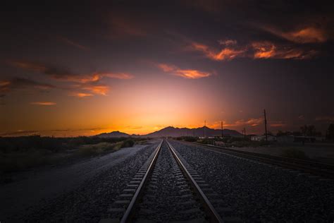 Grey metal train rail during dawn HD wallpaper | Wallpaper Flare