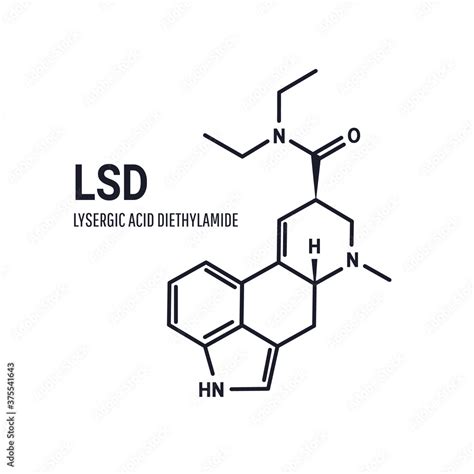 Lysergic acid diethylamide, LSD, also known colloquially as acid, structural chemical formula on ...