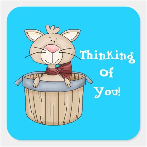 Thinking of you cartoon sicker square sticker | Zazzle.com