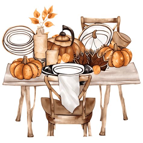 CottageStyle Thanksgiving Table Setting Clipart · Creative Fabrica