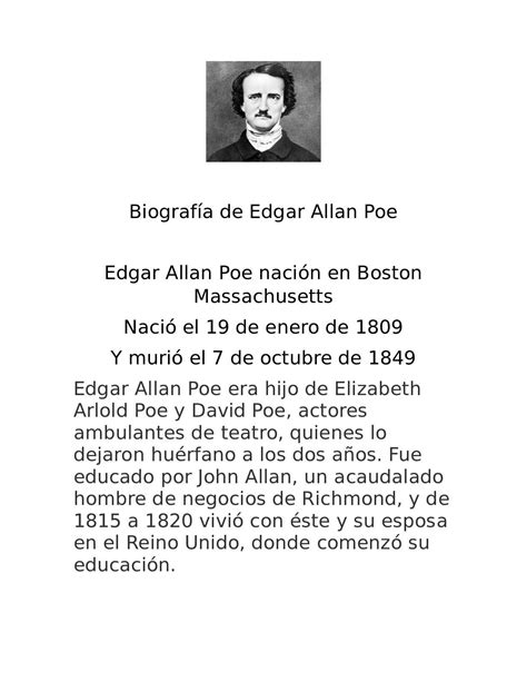 Biografía De Edgar Allan Poe ahora en Edgar Allan Poe, Boston ...