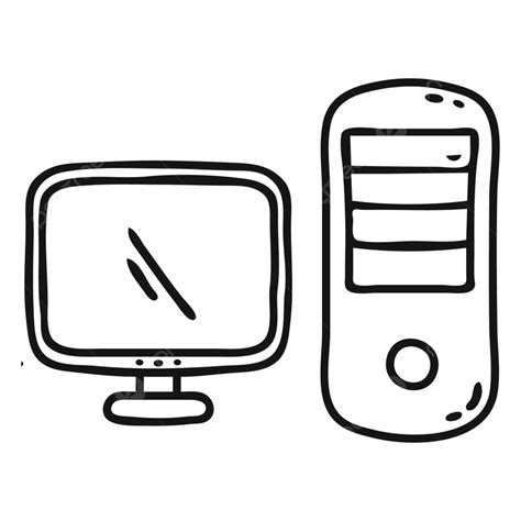 Computer Monitor Clipart Vector, Personal Computer Monitor Doodle Icon, Person Drawing, Computer ...