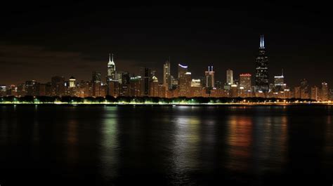 Chicago Skyline At Night Background, Pictures Of A Skyline, Skyline, City Background Image And ...