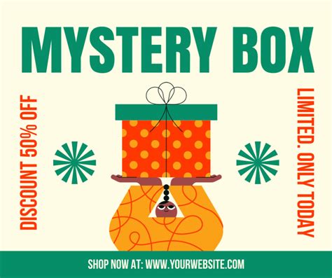 Mystery Box Cartoon Illustrated Green Online Facebook Post Template ...