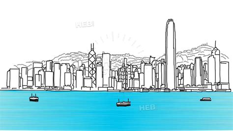 Hong Kong Skyline Drawing at PaintingValley.com | Explore collection of ...