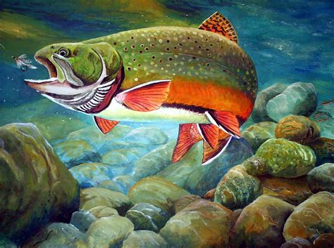 Brook Trout Breakfast Painting by Alvin Hepler