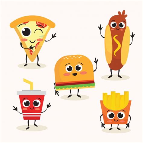 Cute fast food character Vector | Premium Download