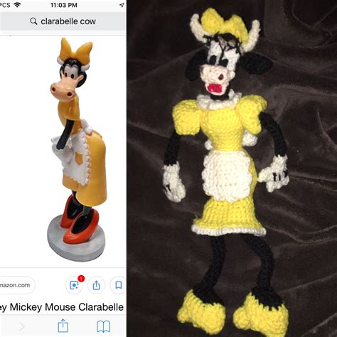 Crochet Disney inspired Clarabelle Cow character | Crochet disney, Clarabelle cow, Crafty projects