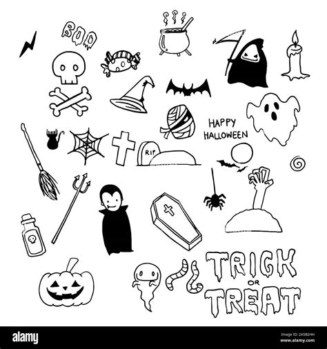 Halloween doodle hand drawing Vector Stock Vector Image & Art - Alamy