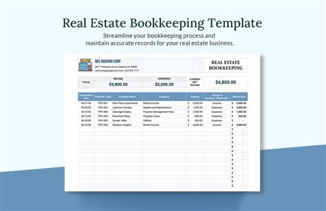 Real Estate Bookkeeping Template - Download in Excel, Google Sheets ...