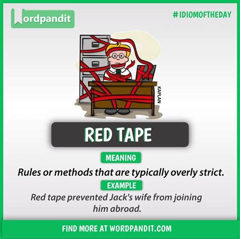 Idiom of the day: Red Tape | English words, Good vocabulary words, Learn english vocabulary