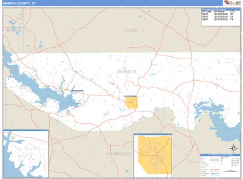 Marion County, Texas Zip Code Wall Map | Maps.com.com