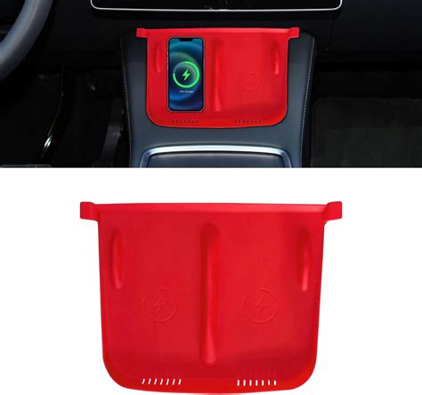 Amazon.com: Lecctso Center Console Wireless Charger Anti-Slip Silicone Mat, Waterproof Phone Pad ...