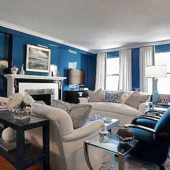 Cobalt Blue Furniture | Cobalt blue living room design with glossy ...