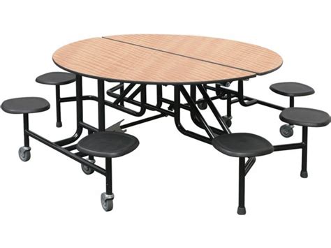 Easy-Fold Round Cafeteria Table - 8 Stools 60" dia., Cafeteria Tables