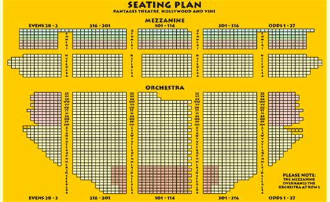 Pantages Seating Chart With Seat Numbers