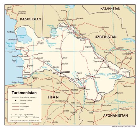 Large political map of Turkmenistan with roads, railroads and major cities - 2008 | Turkmenistan ...