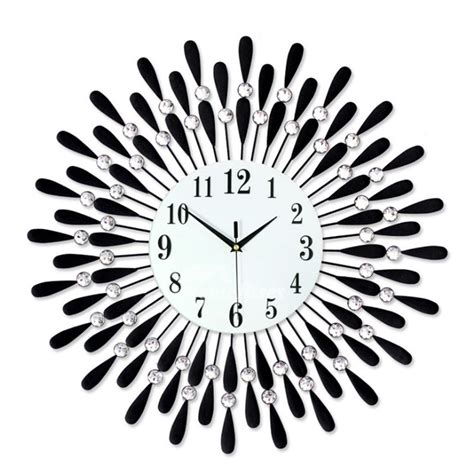 Oversized Wall Clock Modern Iron Black Silent Round Creative Decorative