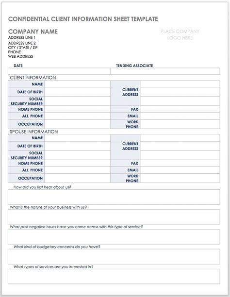 Free Client Information Forms & Templates | Smartsheet