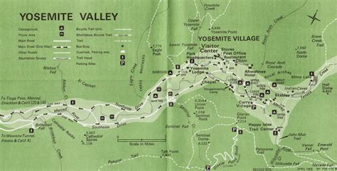 Yosemite valley map, Yosemite valley, Yosemite fall