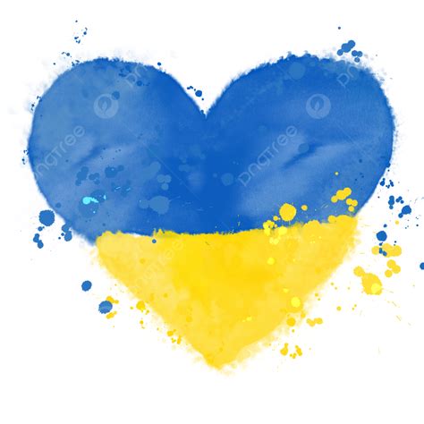 Ukraine Heart Hd Transparent, Ukraine Flag Colors Love Heart Watercolor Splash, Ukraine ...