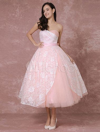 Blush Wedding Dress Short Lace Bridal Gown Pink Ball Gown Tulle ...