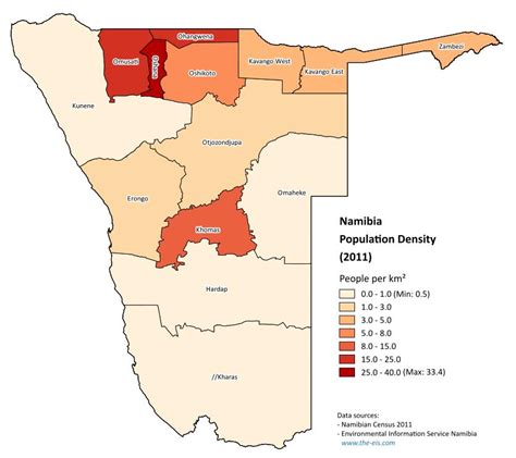 Namibia Population Density Map