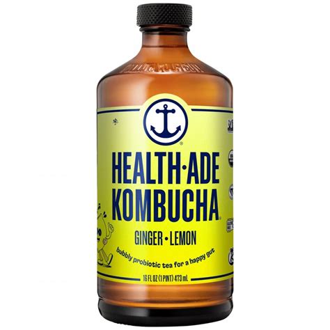 Health-Ade Kombucha Bubbly Probiotic Tea Ginger-Lemon, 16.0 fl oz ...