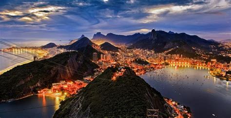 Wallpaper rio de janeiro, night, city, mountains, aerial view desktop ...