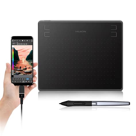 HUION HS64 6x4 Inches Graphic Drawing Tablets Phone Tablet Pen Tablet with Battery Free Stylus ...