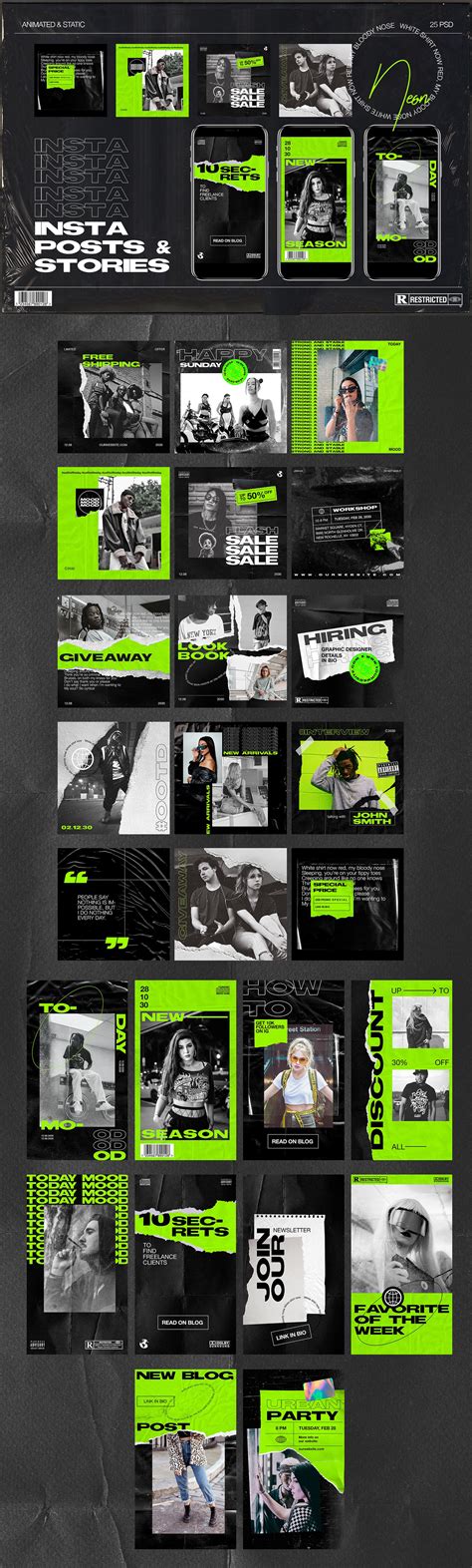 Neon Instagram Posts & Stories on Behance