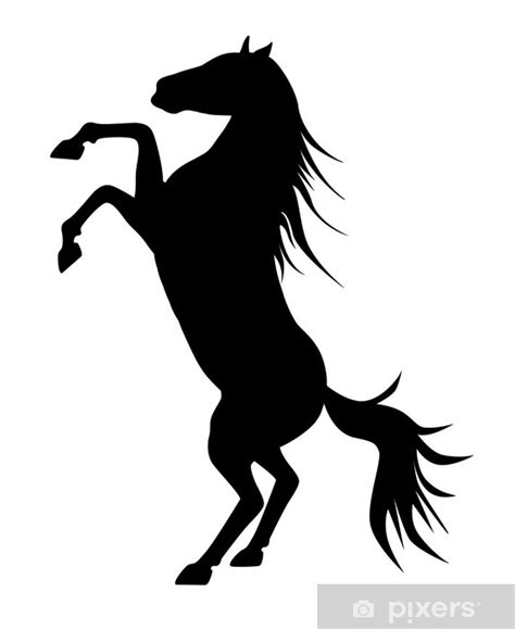 Wall Mural rearing up graceful black silhouette horse, vector against white - PIXERS.US