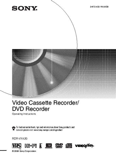 SONY RDR-VX420 DVD VCR COMBO USER MANUAL Service Manual download ...