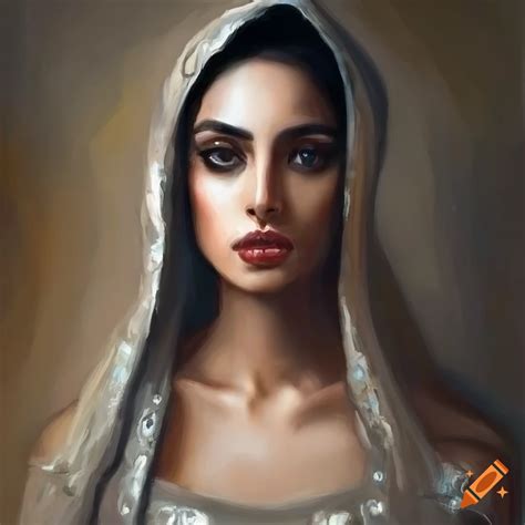 Oil painting of a beautiful middle eastern woman on Craiyon