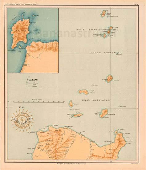 1900 Rare Antique Map of Batanes and Babuyan Islands, Philippines ...