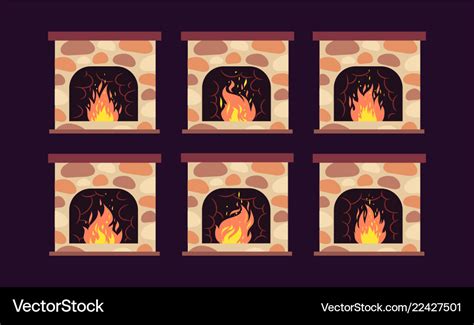 Fireplace animation home retro fireplaces Vector Image