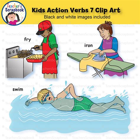 Kids Action Verbs 7 Clip Art | Made By Teachers