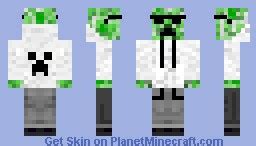 Creeper in Hoodie with Sunglasses Minecraft Skin