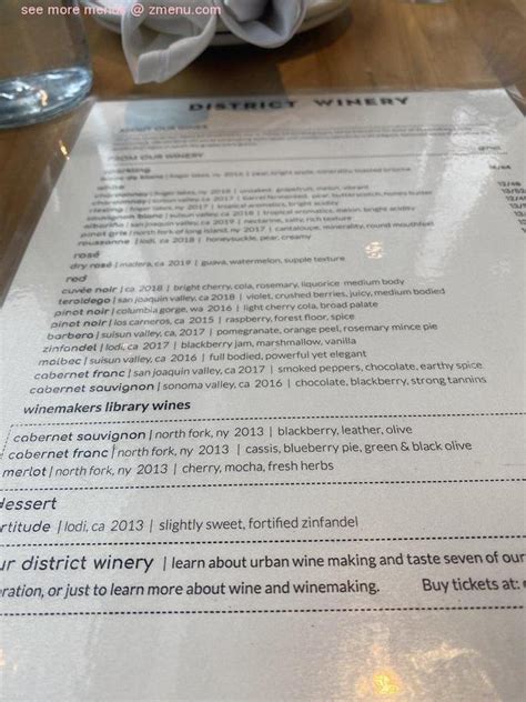 Online Menu of District Winery Restaurant, Washington, District of ...