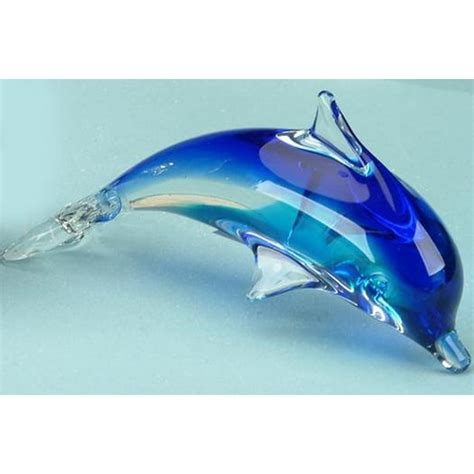 Blue Clear Teal Crystal Glass Dolphin Figurine Statue Decoration - Walmart.com - Walmart.com