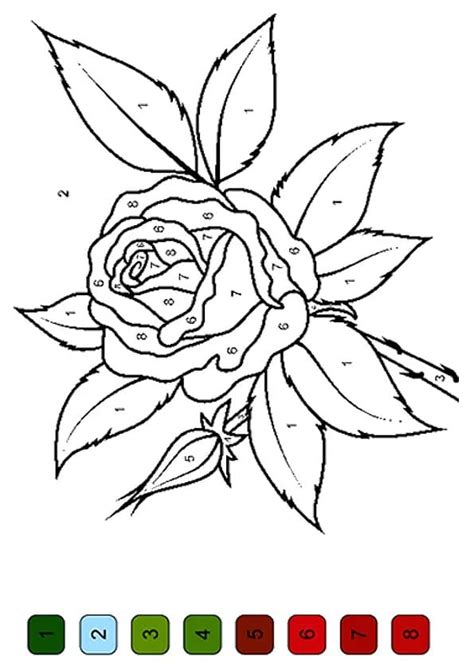 Flower Color by Number - Free Printable Coloring Pages for Kids