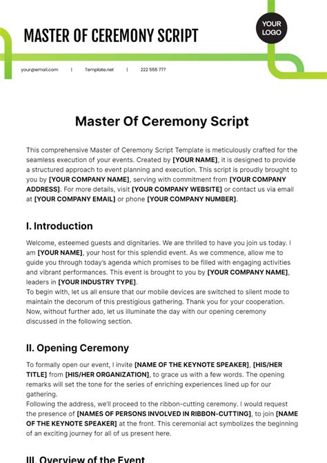 Free Master Of Ceremony Script Template - Edit Online & Download | Template.net