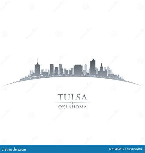 Tulsa Oklahoma City Skyline Silhouette White Background Stock Vector ...